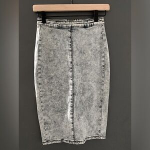 Iris Jeans Denim Blue Acid Wash Pencil Midi Skirt S NWOT